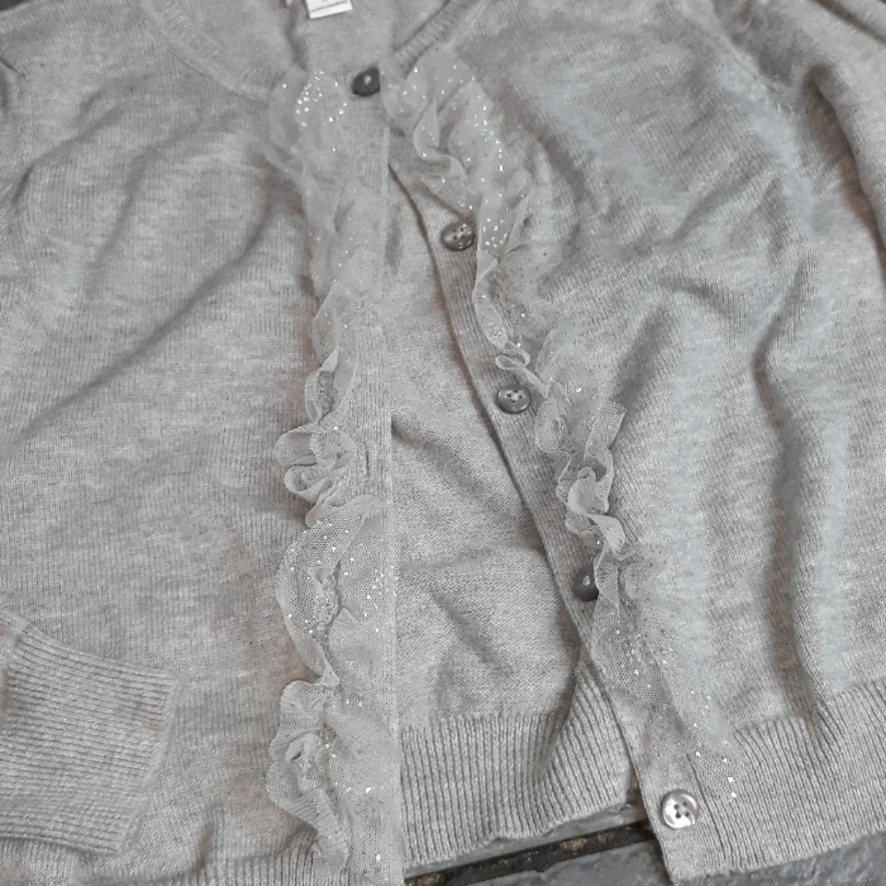 Fancy Sweater Gray With Ruffles 7 / 8 - Picture 2 of 8